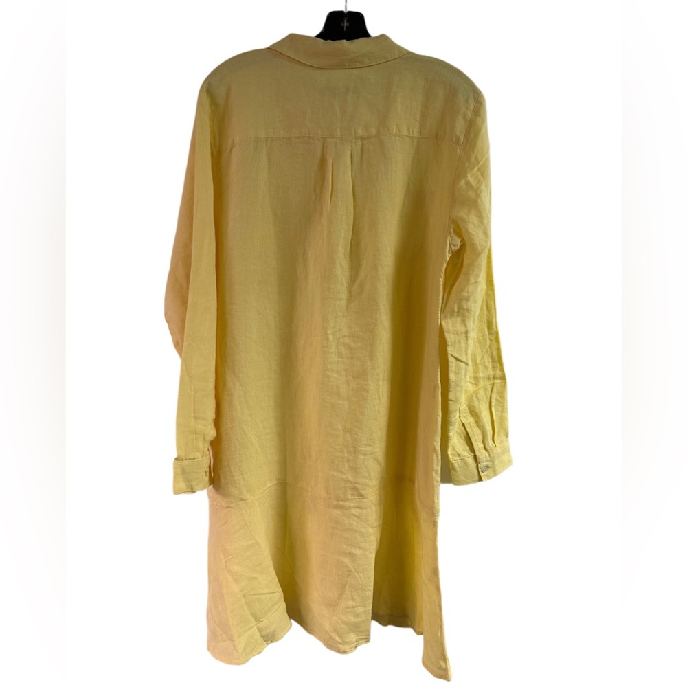 NWT Talbots Yellow 100% Linen Shirtdress Size L - Picture 4 of 8